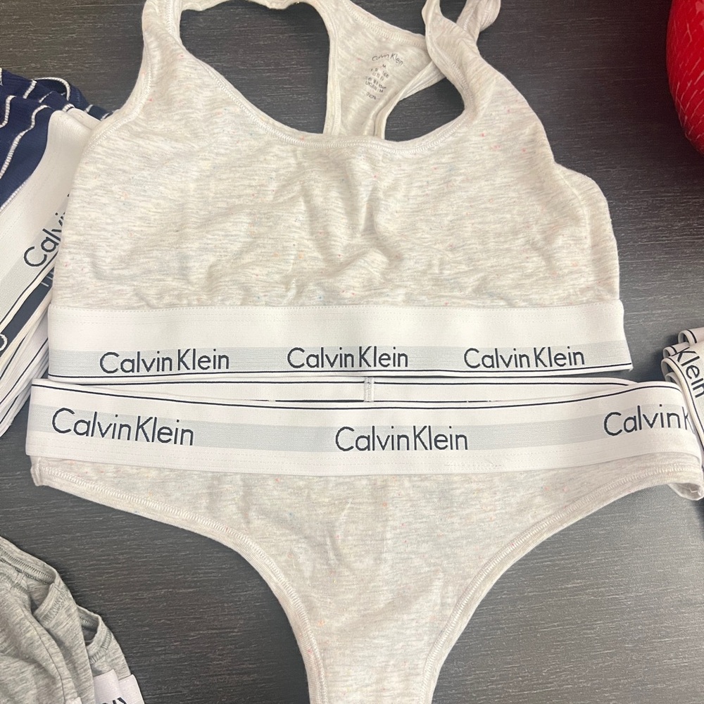 Calvin Klein White and Gray Logo Band